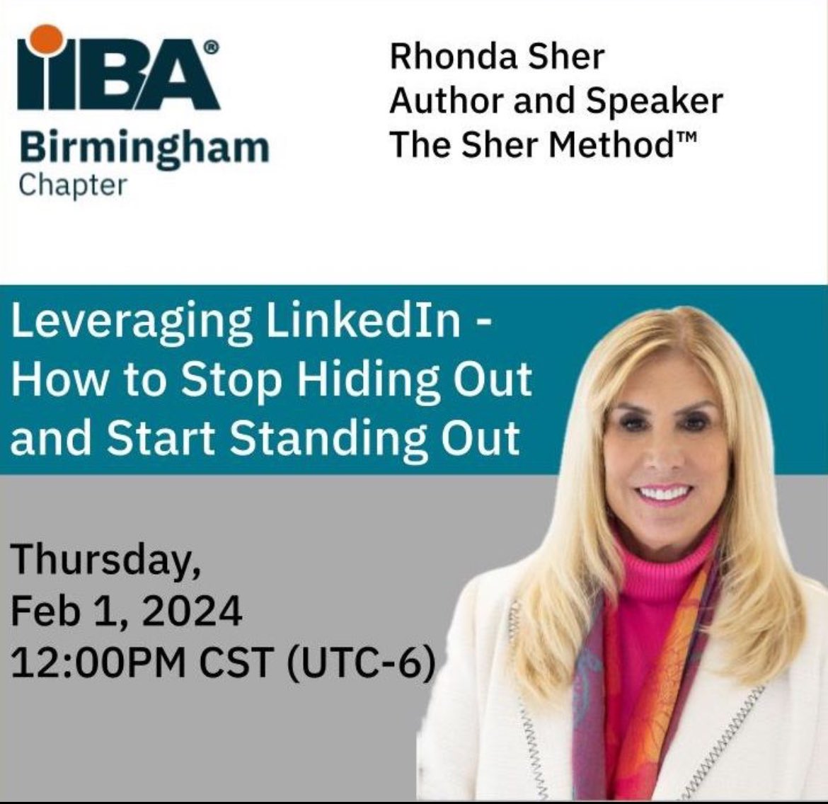Join us for our February chapter meeting happening TOMORROW! It’s not too late to register. This is a virtual event open to all.  #iiba #personalbranding 
Register here: birmingham.iiba.org/event/february…