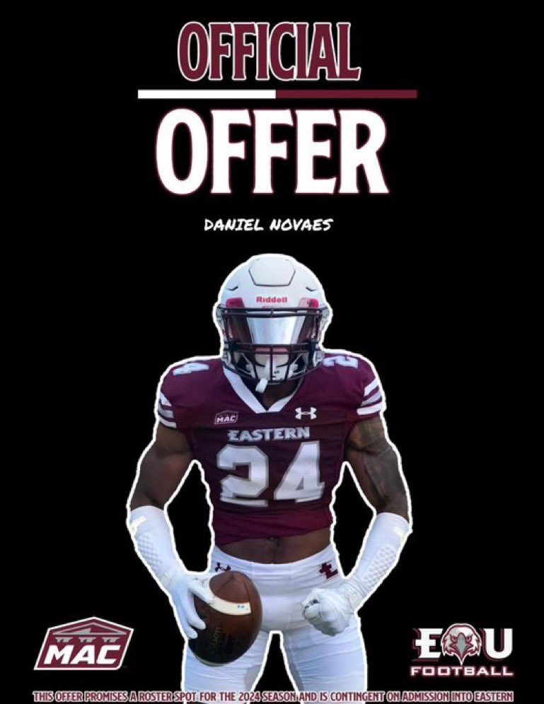 Daniel Novaes (@daniels_novaes) on Twitter photo Blessed to receive my 4th offer from Eastern University!!!! <a href="/CoachNateHinkle/">Nate Hinkle</a> <a href="/BocaRatonFB/">Boca Raton Football</a> <a href="/ste_leggett/">Coach Leggett</a> <a href="/rob_l53/">Trey Lingold</a> <a href="/CoachNateHinkle/">Nate Hinkle</a> #agtg Blessed to receive my 4th offer from Eastern University!!!! <a href="/CoachNateHinkle/">Nate Hinkle</a> <a href="/BocaRatonFB/">Boca Raton Football</a> <a href="/ste_leggett/">Coach Leggett</a> <a href="/rob_l53/">Trey Lingold</a> <a href="/CoachNateHinkle/">Nate Hinkle</a> #agtg