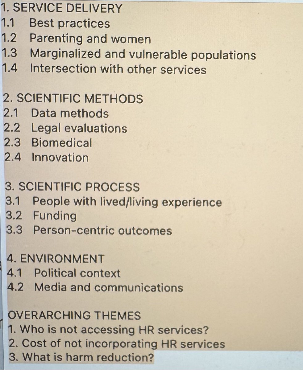 My synthesis and topic organization from an incredible 2 days @theNASEM on #harmreduction research needs