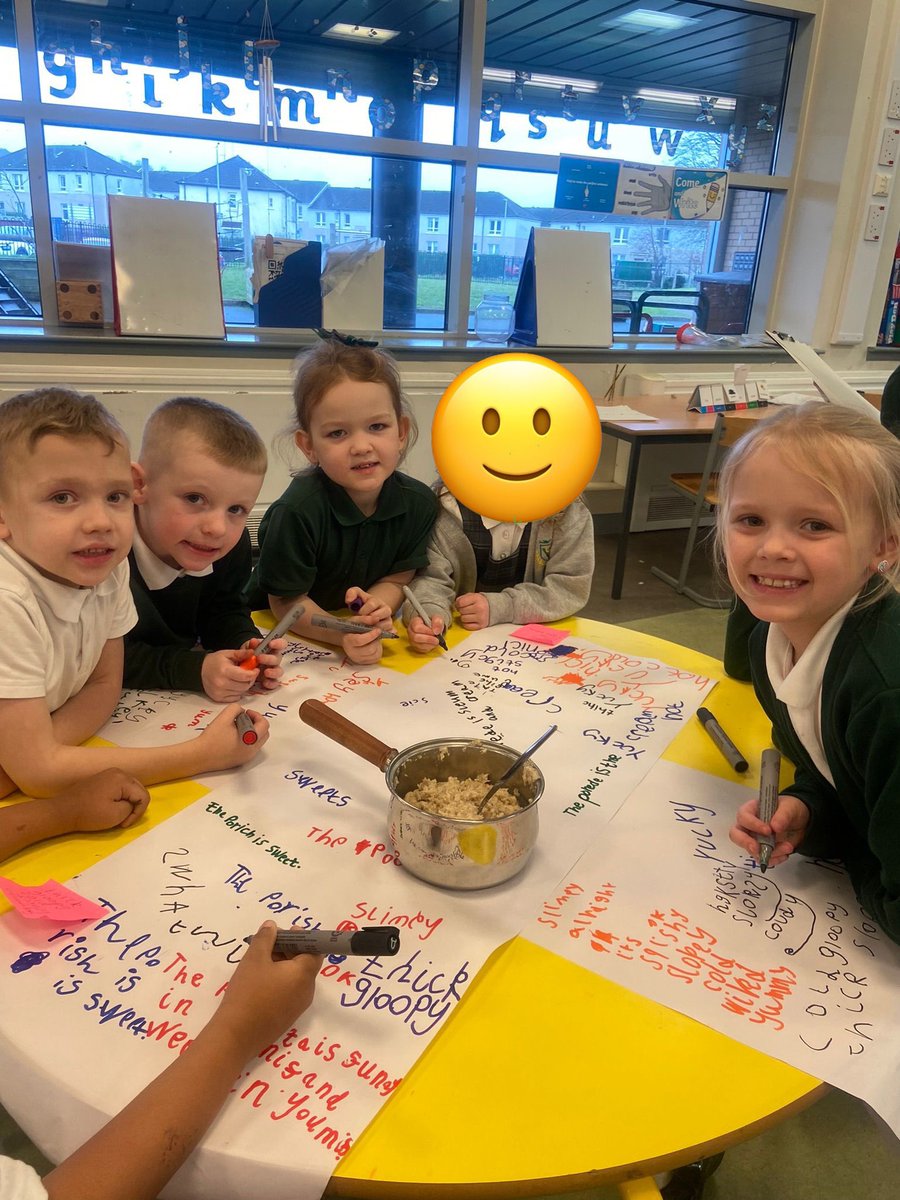 vincents_st's tweet photo. Primary 2 and 2/1 were very intrigued to find a pot of porridge in the open area. Who could have left it there? 🤷🏼‍♀️The children came up with lots of adjectives to describe the porridge. Now to read The Magic Porridge Pot. #talkforwriting #PieCorbett https://t.co/H5DlmLTHHt