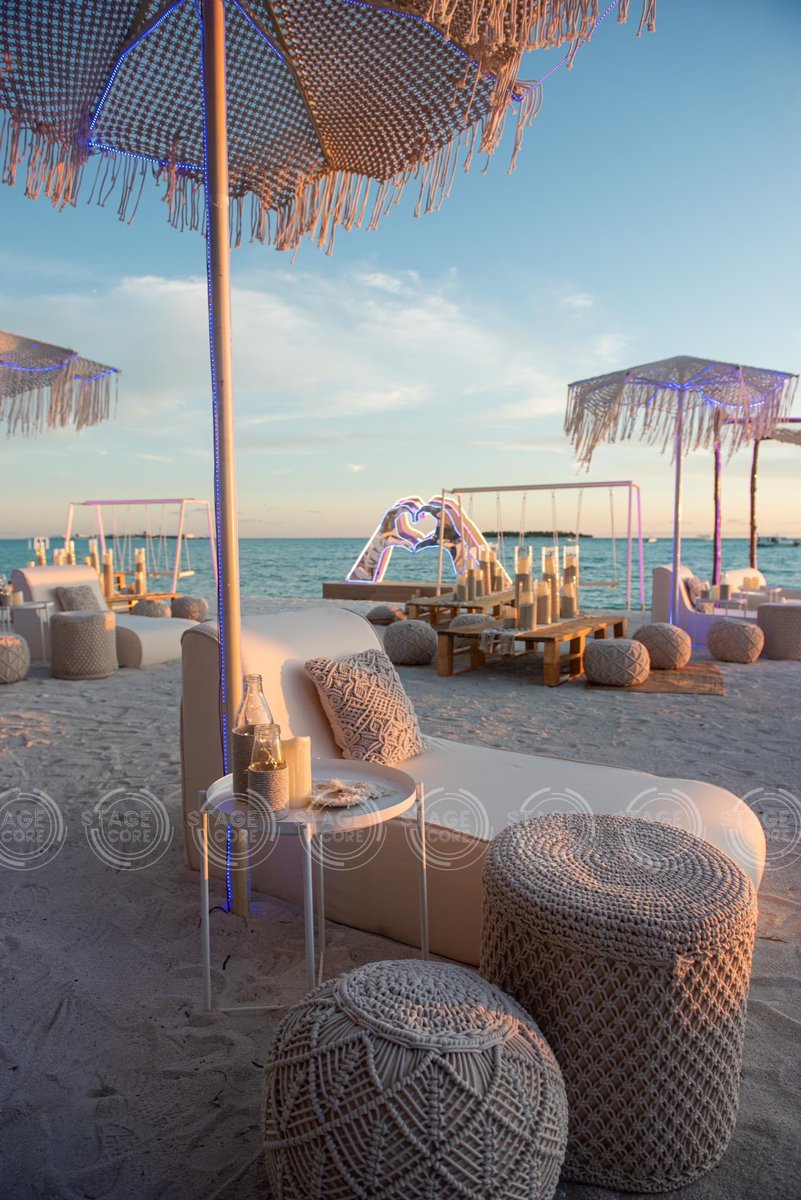 stagecoremv's tweet photo. An exquisite event unfolded for an elite client celebrating their 50th anniversary. The venue was transformed into a stunning space that harmonized with the azure sea and white sands of Maldives. 

At @stagecoremv we craft timeless events tailored to discerning clients worldwide. #VisitMaldives #Events #StageCoreMV