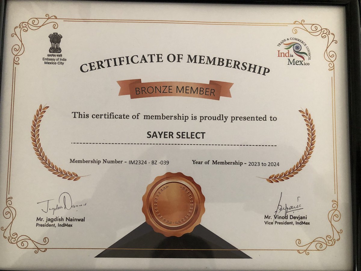 SayerSelect's tweet photo. Estamos orgullosos de pertenecer al Consejo de Comercio @IndMexCouncil We are proud to belong to the @IndMexCouncil https://t.co/iwF1Jxr8XN