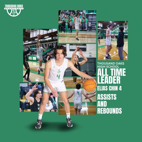 Congratulations to Elias Chin on becoming Thousand Oaks All Time Leader in both Rebounds and Assists!