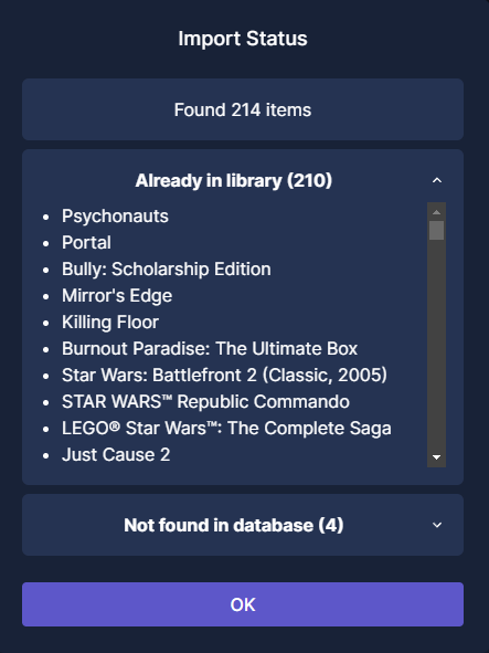 LaireLaFlare's tweet photo. Significantly improved the UX for the user when completing a Steam import.
Now you know exactly what was and wasn't added
And now you can bother me to add what wasn't added😅
#buildinpublic #StateofPlay #playthis #SteamDeck https://t.co/ym6S8kQDBG