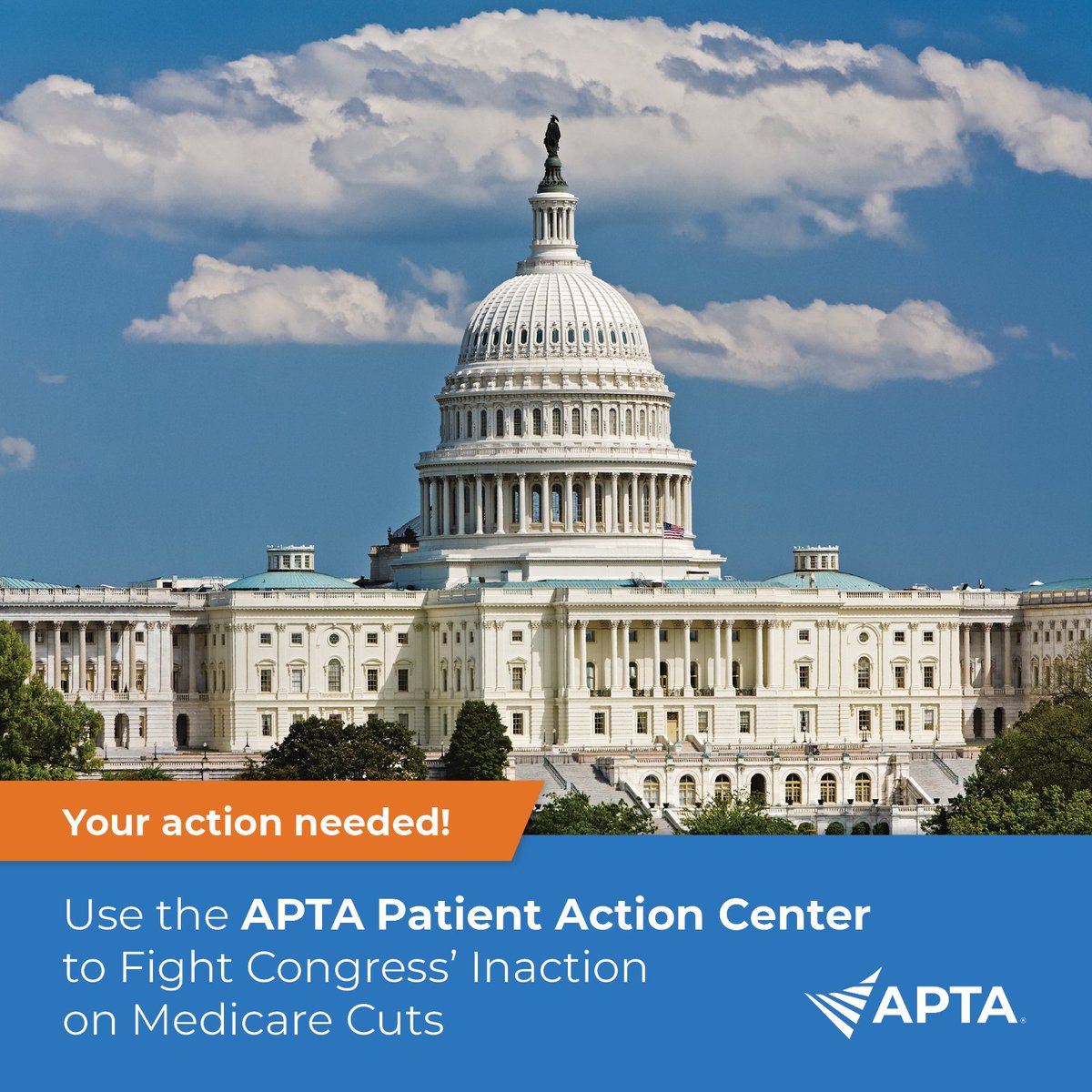 APTA_official's tweet photo. Calling all PTs and PTAs: 📣 Urgent action needed! Tell your member of Congress how the 2024 Medicare’s payment cuts are hurting you and your patients. #FightTheCut#PTAdvocacy

We need full support to advocate for change! Act today: https://t.co/KpvbMcFicB https://t.co/iSxtgY0PTL