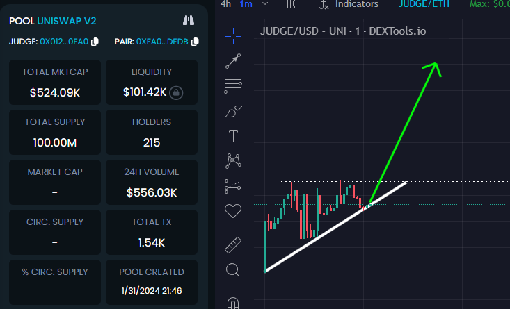 GemMinerXBT's tweet photo. Alright fam!! The launch I've been talking about 📈

Taxes are now lowered, all snipers got rekt, liq locked &amp; ownership is about to be renounced 🔒

500k mcap now. Time to send $JUDGE to 10m+

$pndc $paal $shido $savm $ator $aegis $vec $troll $astra $metis $myro $honk $pork https://t.co/NiqNvWupJe
