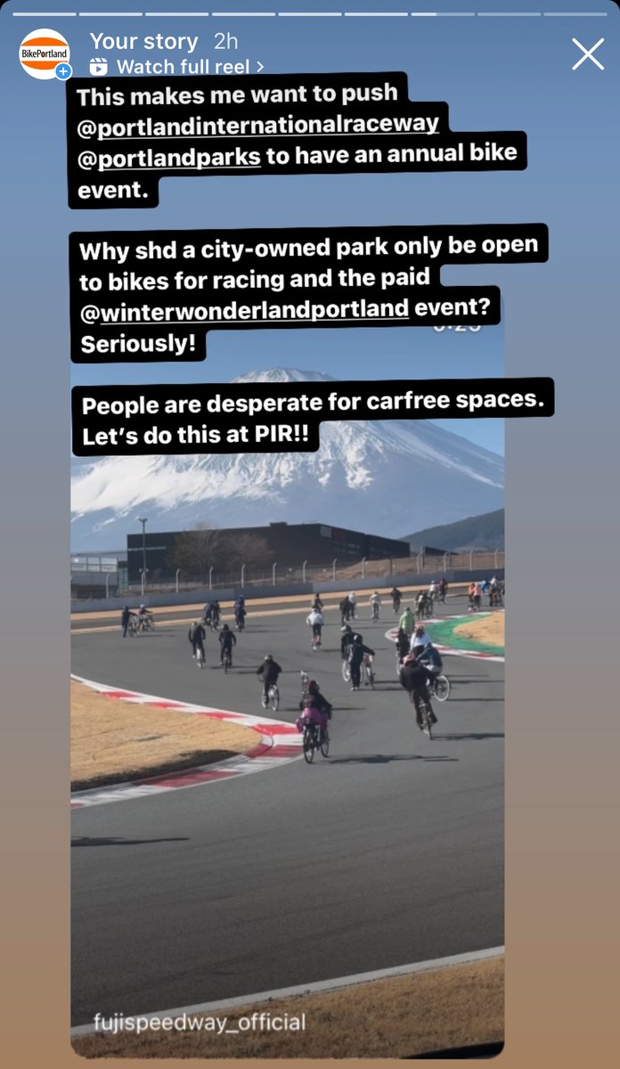 We could seriously use new leadership of <a href="/PDXParksandRec/">Portland Parks & Rec</a> that tilts <a href="/portlandraceway/">Portland Intl Raceway</a> in a new direction. While bike events get squeezed out, it's not great that the only time to use the track is during races or 1 paid event per year. We shd do more carfree events at PIR!