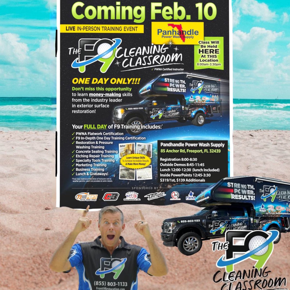 WashPanhandle's tweet photo. Craig Harrison is headed to Panhandle Power Wash Supply for a Feb 10th show soon. Can’t wait for some good Florida weather and hardcore restoration training!

Register here: https://t.co/BCh1S48rKN https://t.co/qBhm1jw6MA
