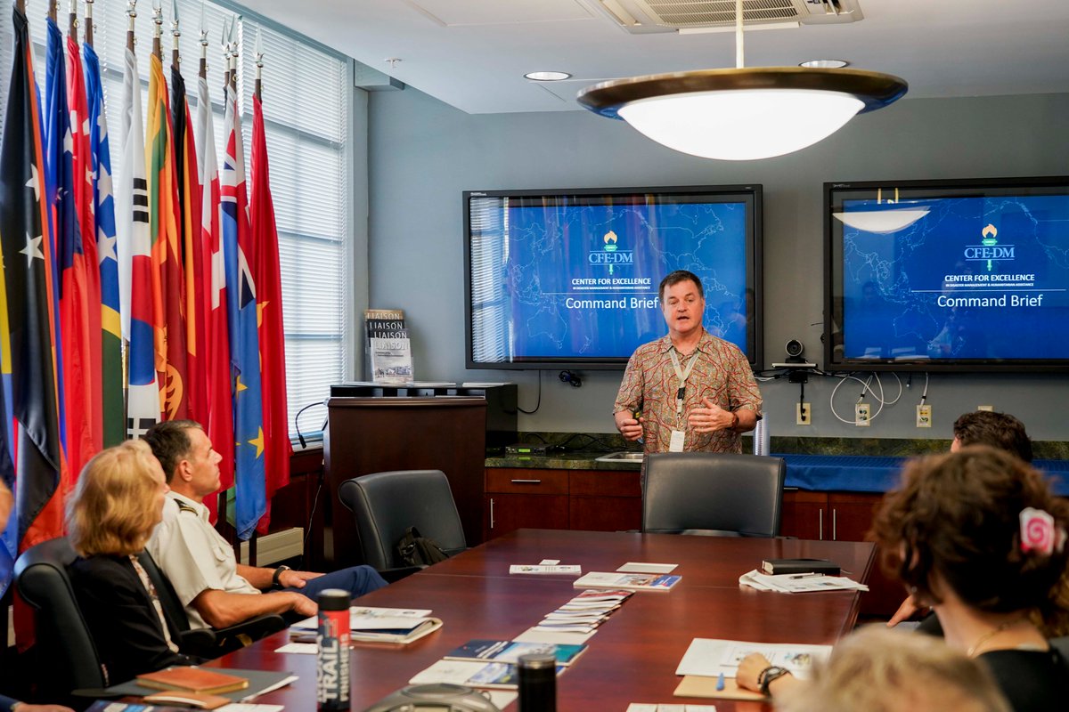 cfedmha's tweet photo. During the Regional Ambassadors Conference hosted by @INDOPACOM, CFE-DM shared insights with ambassadors and military representatives on #ClimateChangeImpacts in the region. We also had an engaging demonstration of #DisasterAware, presented by our partners at @PDC_Global. 🌍🤝 https://t.co/NnCFPj1RCJ