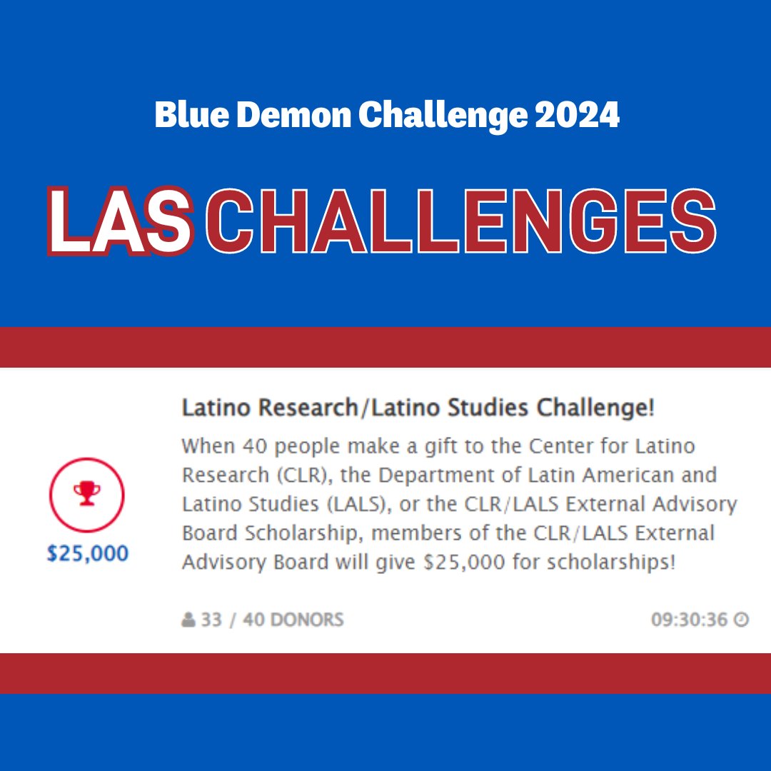 We are so close to unlocking $25k in scholarship money! The next 7 donors to make a gift to the Latino Research/Latino Studies Challenge will help us reach the magic number needed! Give at: challenge.depaul.edu/giving-day/808…