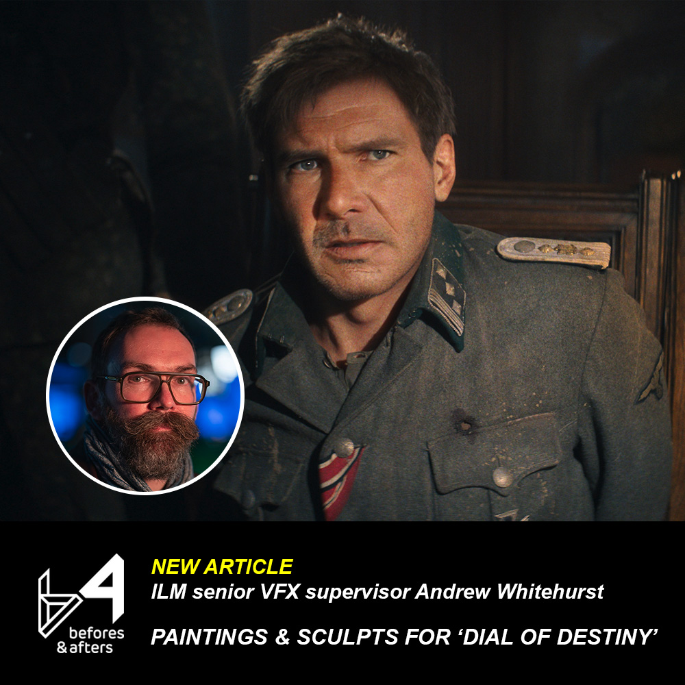 befores & afters magazine (@beforesmag) on Twitter photo Hand-made paintings & sculpted maquettes were part of the VFX creation process on ‘Dial of Destiny’ --> Production VFX supervisor <a href="/andrewrjw/">Andrew Whitehurst</a> from <a href="/ILMVFX/">Industrial Light & Magic</a> details more on de-ageing Harrison Ford, plus the film’s trip into the time fissure, at <a href="/beforesmag/">befores & afters magazine</a>
beforesandafters.com/2024/01/31/han… Hand-made paintings & sculpted maquettes were part of the VFX creation process on ‘Dial of Destiny’ --> Production VFX supervisor <a href="/andrewrjw/">Andrew Whitehurst</a> from <a href="/ILMVFX/">Industrial Light & Magic</a> details more on de-ageing Harrison Ford, plus the film’s trip into the time fissure, at <a href="/beforesmag/">befores & afters magazine</a>
beforesandafters.com/2024/01/31/han…