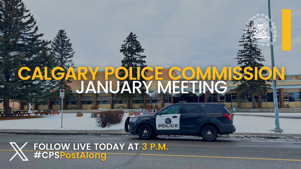 CalgaryPolice's tweet photo. The @CPS_Commission January meeting is this afternoon at 3 p.m. π
Make sure to bookmark π this post or turn on notifications π for our account & join us live as we post real-time updates during the meeting.
#CPSPostAlong #CalgaryPolice #YYC
π https://t.co/2gw4q2R9Na https://t.co/27WcYFk2MK