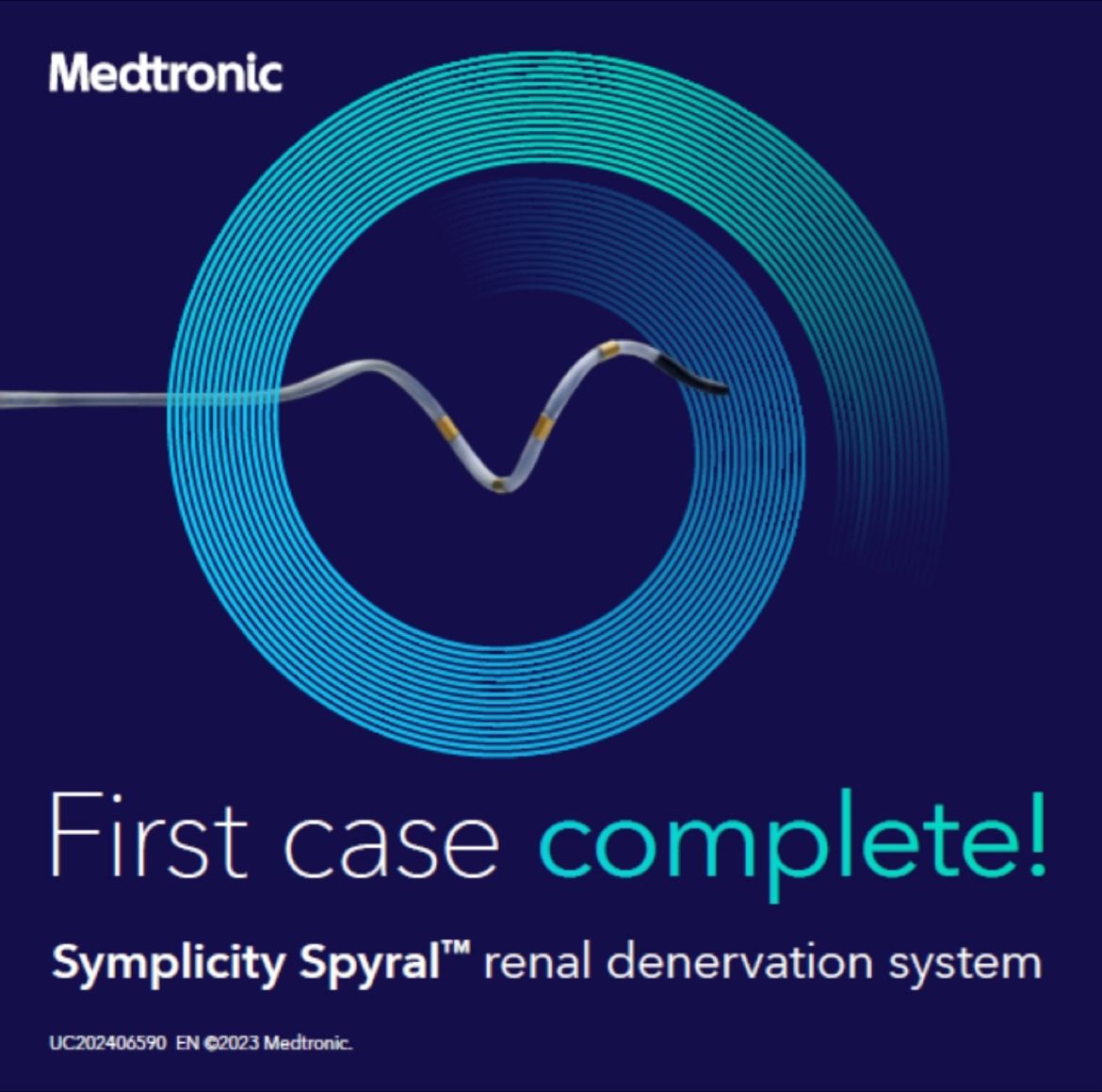 Congratulations to @kamalguptamd and the Cardiovascular Cath Lab Team at the The University of Kansas Health System for their FIRST case with Symplicity Spyral renal (RDN) denervation system in the area! What an exciting accomplishment!