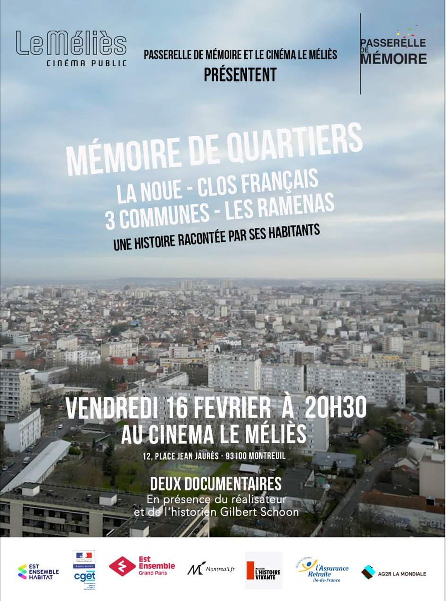 passerelle2M's tweet photo. Deux films, deux quartiers de Montreuil en pleines mutations racontées par des témoignages sincères d'habitants. Avec la participation de Gilbert Schoon, historien locale. #Montreuil #Social #seniors @glechequer @Est_Ensemble @PatriceBessac https://t.co/DSa4prkqTB
