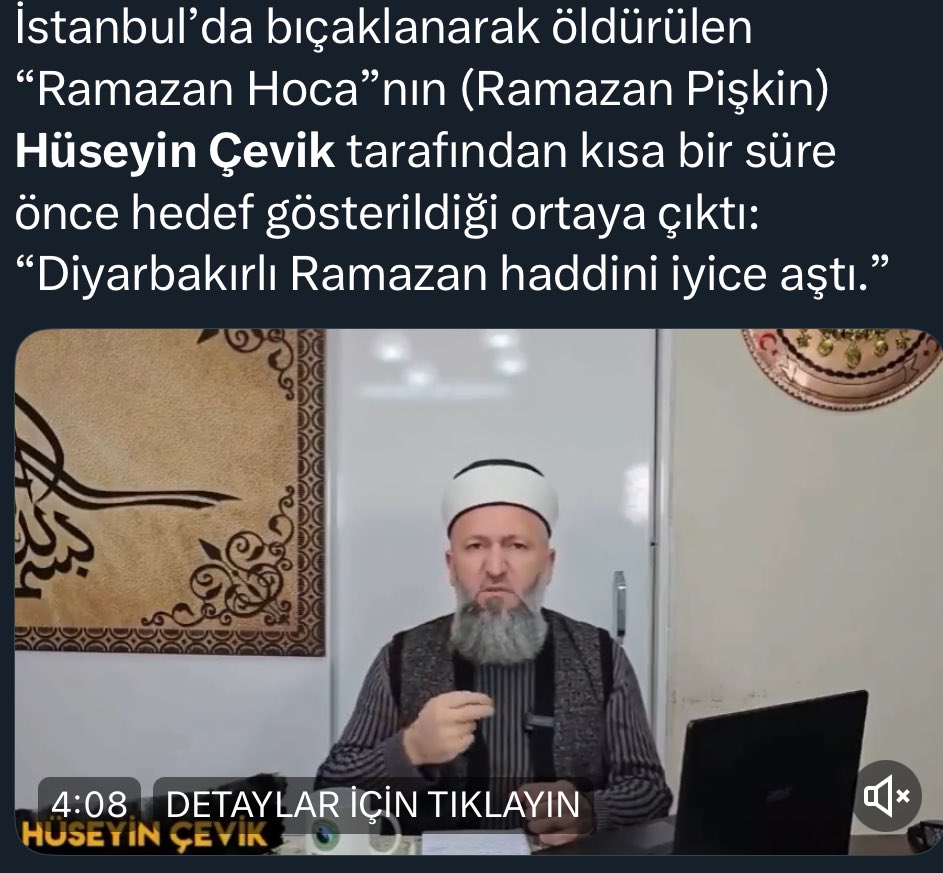 av_kocamanbas's tweet photo. Hüseyin Çevik #ramazanhoca yı resmen hedef göstermiş,

Bir diğer tarikatçı ise olayın arka planı bilinmezken hemen şahsi husumet diye açıklama yapıyor? 

Nerden biliyorsun şahsi husumet olduğunu? 
Emniyete bilgi verdin mi? 
Yoksa hedef mi saptırıyorsun? 

Bu soruşturma katille sınırlı kalmamalı, hedef gösterenler, azmettirenler ve ilgisi olan herkes yargılanmalı!
