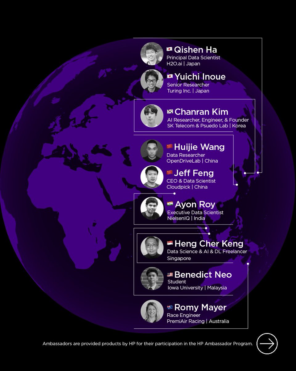 ZbyHP's tweet photo. Our team of #ZAmbassadors is growing! Meet the talented data scientists that are blazing new trails. We're excited to team up and help redefine what's possible. 

* Z Ambassadors are provided products by HP for their participation in the HP Ambassador Program. https://t.co/Qv2fPJZ6zB