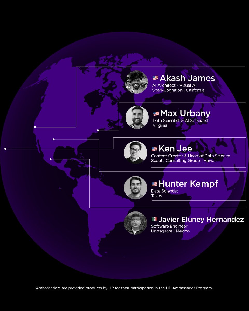 ZbyHP's tweet photo. Our team of #ZAmbassadors is growing! Meet the talented data scientists that are blazing new trails. We're excited to team up and help redefine what's possible. 

* Z Ambassadors are provided products by HP for their participation in the HP Ambassador Program. https://t.co/Qv2fPJZ6zB