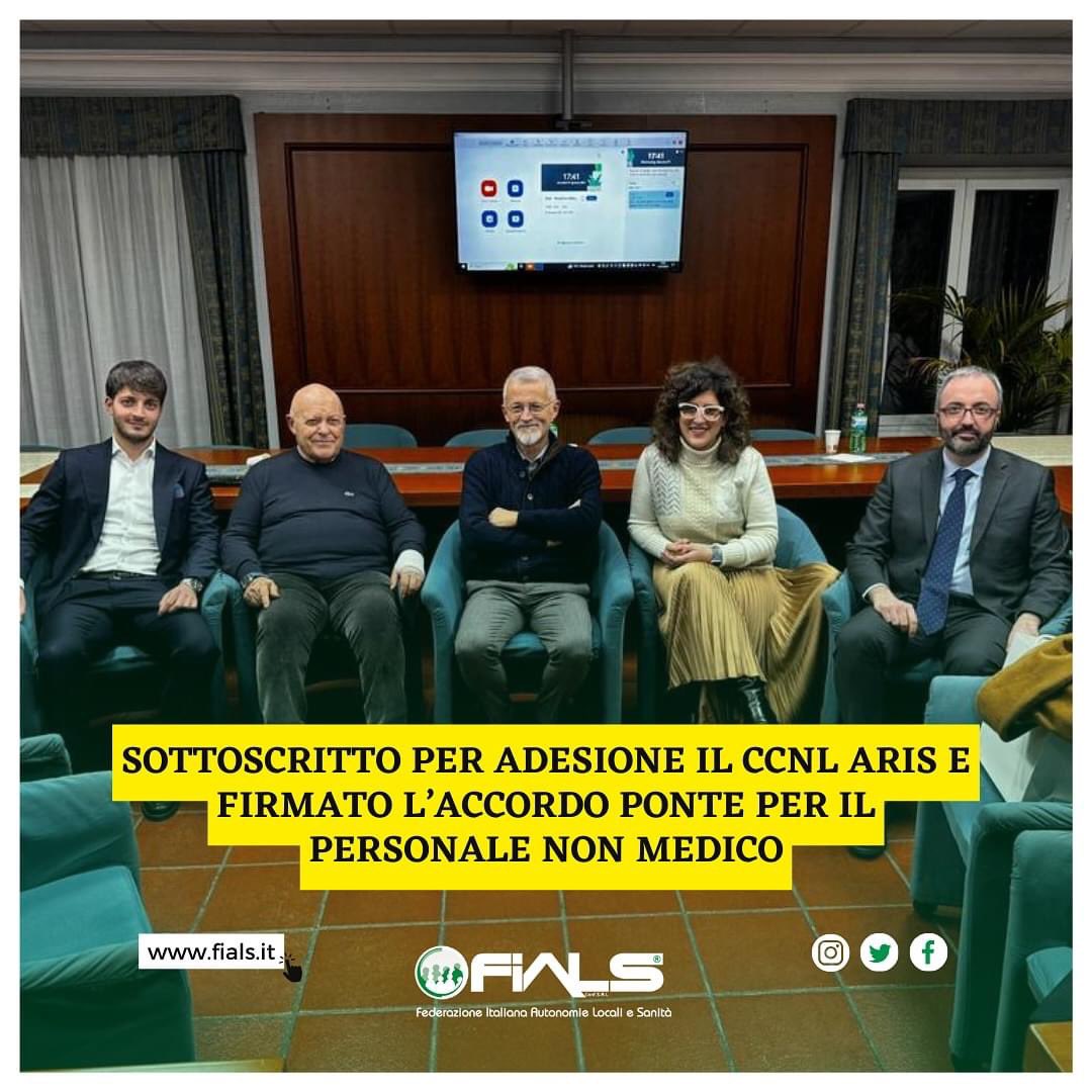BigheratiMarco's tweet photo. Oggi, presso la sede dell’Associazione A.R.I.S., la #Fials ha sottoscritto per adesione al Contratto Collettivo Nazionale di Lavoro (#CCNL) #ARIS per il personale non medico dell’Ospedalità privata, e firmato anche l’accordo ponte del CCNL ARIS. https://t.co/qI7EhL9CQD