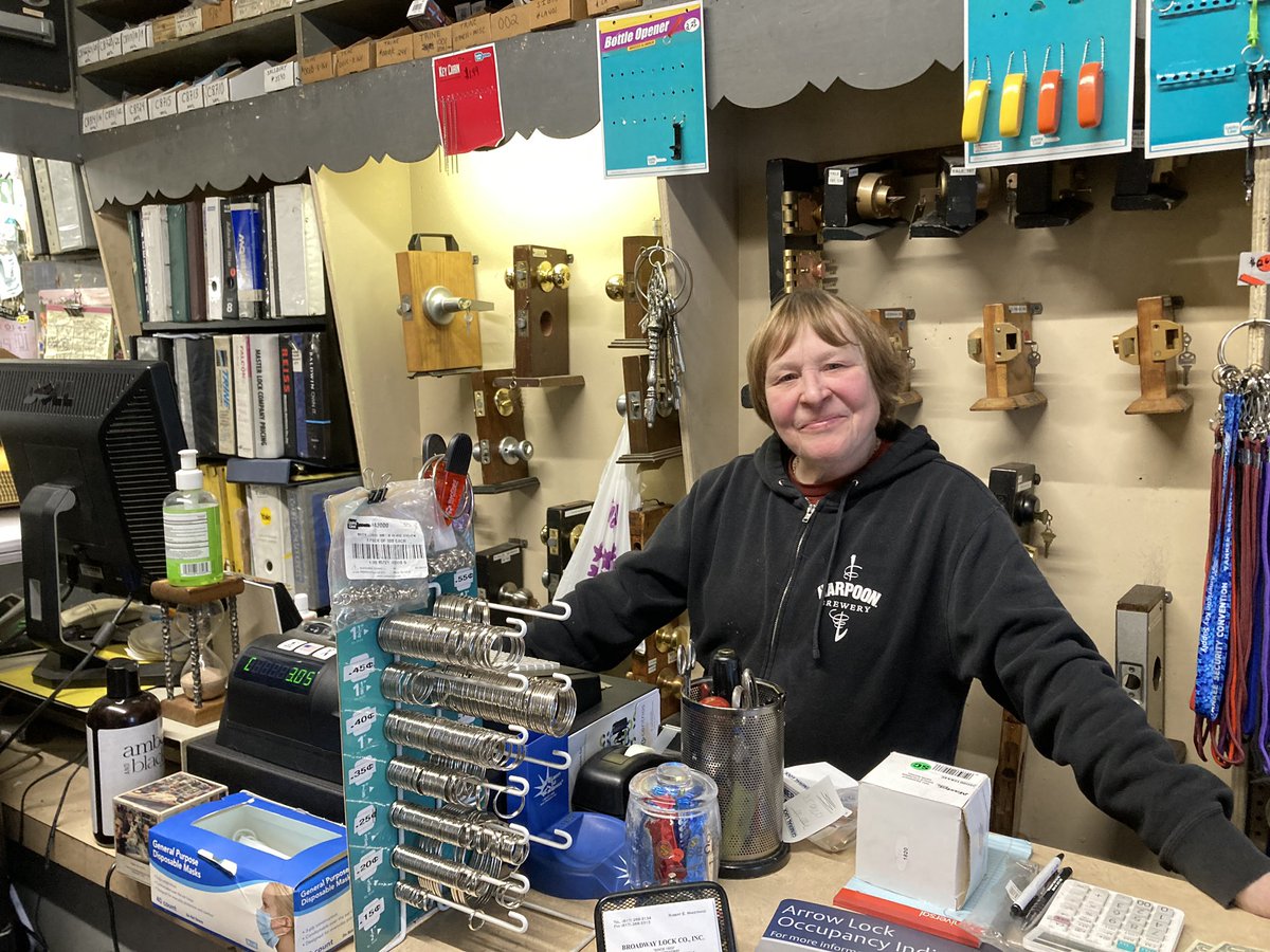 Needed a very finicky car key replaced and went to Broadway Lock.

Patty Maestranzi was such a delight, making the key, having me test it, and refining it from 99.9% perfect to 100% perfect. 

Patty’s been working here 43 years. Her grandfather founded Broadway Lock in 1922. ❤️