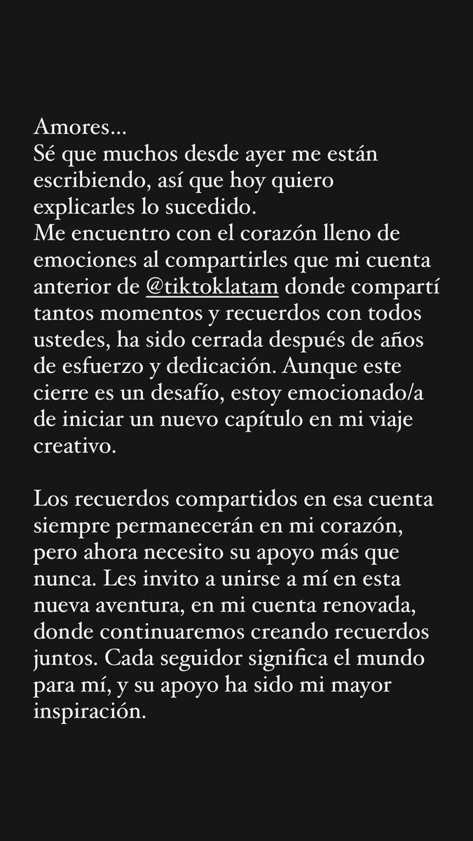 BiankiPlace's tweet photo. IMPORTANTE !!
Necesito su apoyo. 
Mi cuenta de 4,8M de @TikTokLatAM fue cerrada 🥺 
Me pueden seguir en la nueva cuenta aquí: https://t.co/ni8PRGZfe9 ✨🧚🏻‍♀️🙏🏻 https://t.co/YeGU18nnsf