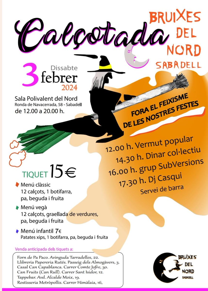 Subversions9's tweet image. Dissabte serem a Sabadell amb les Bruixes del Nord!
Veniu a la calçotada i passarem una estona subversiva!!