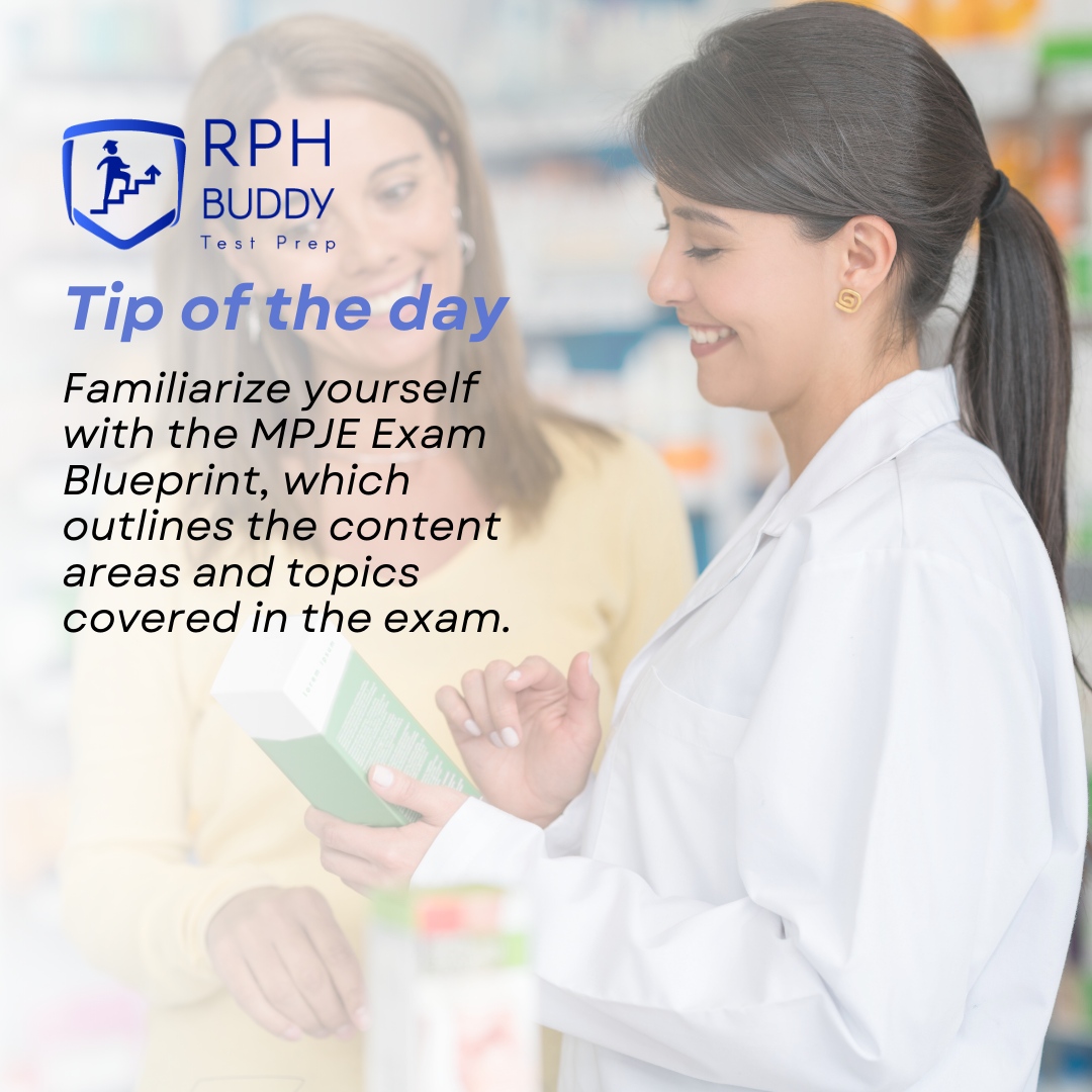 RphBuddy's tweet photo. 📚⚖️ Mastering the MPJE Exam starts with understanding the blueprint! 🎯 Familiarize yourself with the content areas and topics outlined in the MPJE Exam Blueprint. 

State-specific laws and regulations play a crucial role, so pay special attention to them. By focusing your ... https://t.co/QwY3qFJrwv
