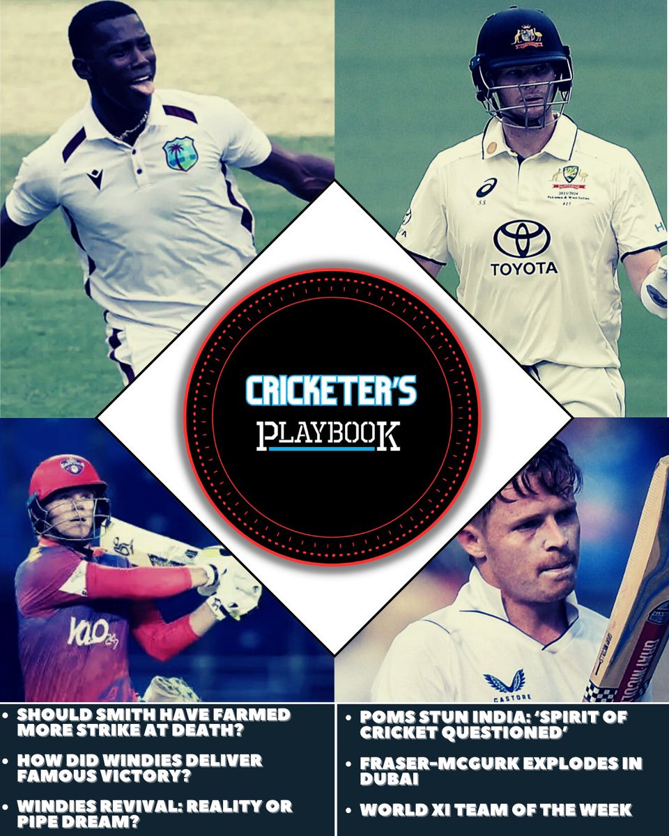 The Cricketer's Playbook podcast is live! 🏏 🏏🏏

Listen to episode 3 of our newest podcast covering all things world cricket, recapping the Windies famous victory at The Gabba, Pope's miracle in Hyderabad &amp; the World Team of the Week.

Ft @TimWill94, <a href="/HandsomeHammyG/">Hammy Goodman</a>, <a href="/max_smart/">Max Bryden</a>