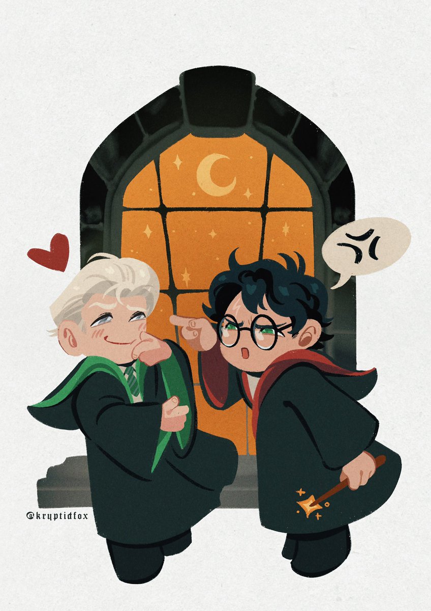 kryptidfox's tweet image. love at first fight #drarry