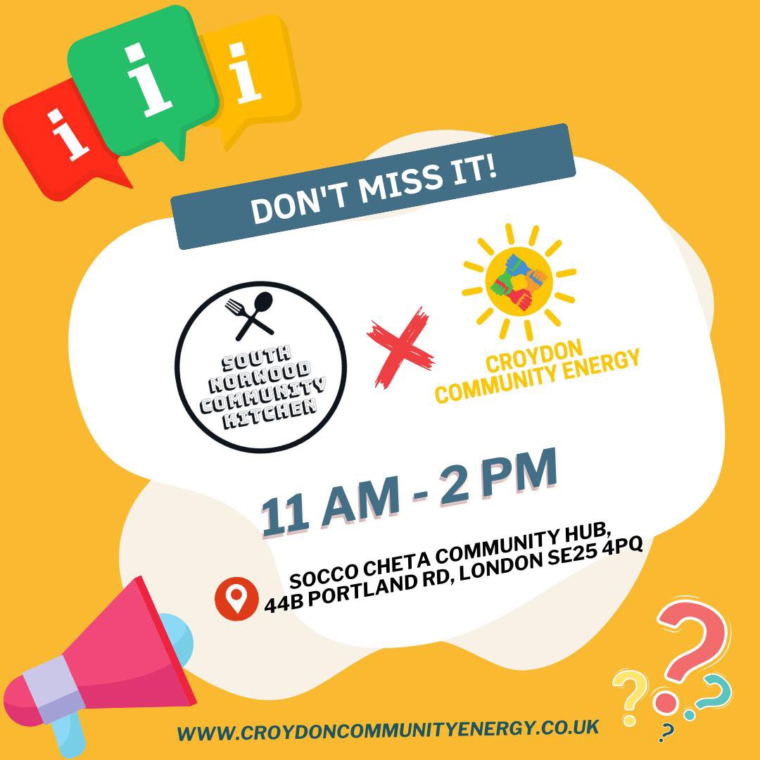 Join two qualified energy advisers for free energy advice tomorrow! We will be at @norwoodkitchen from 11am - 2pm ❤️

Non-judgemental, impartial advice about your bills and checking you’re getting the help you are entitled to!

#energyadvice #southnorwood #community #energy