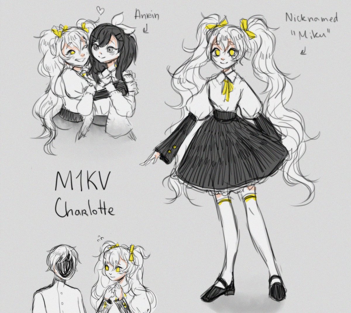 irareverie's tweet photo. you guys liked my first hello charlotte miku drawing, but the truth is, I don't love how it came out.. so here's a better one!🤍💫

This is M1KV Charlotte, lovingly dubbed Miku, and her friend Anrin ☁️

#hatsunemiku #hellocharlotte https://t.co/16Qb1KWqzH