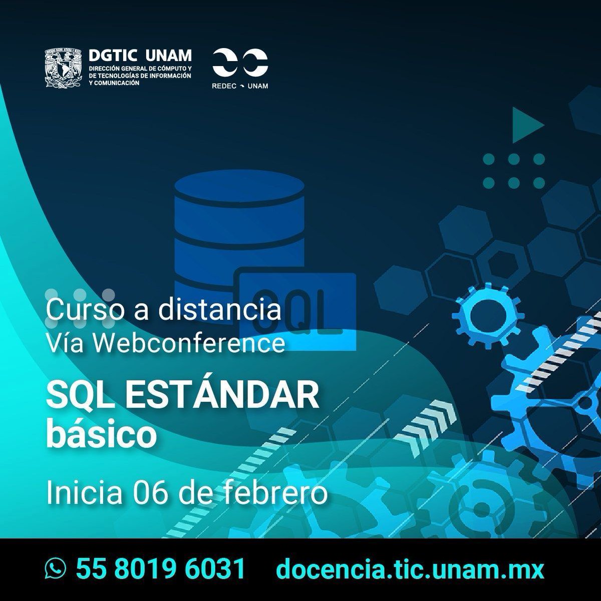 UNAMdigital's tweet photo. Aprende a aplicar las principales características del estándar SQL (ANSI SQL), para la definir tablas, campos, reglas, índices y demás componentes de una base de datos relacional 👨💼👩💼
Conoce el temario: https://t.co/J46CGGp31C
✅ Inscripciones al 55 8019- 6031
#CursosTIC https://t.co/OZcDAdqp05