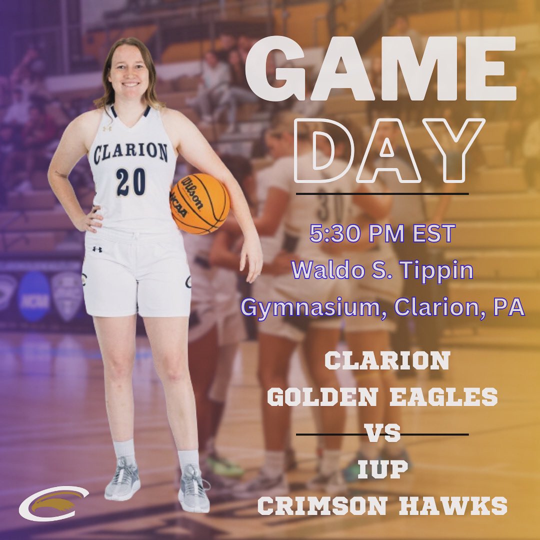 IT’S GAME DAY 🔵🟡! Clarion Golden Eagles 🦅 VS IUP Crimson Hawks 📍- Waldo S. Tippin Gymnasium, Clarion, PA ⏰ - 5:30 PM EST 📺 - psacsportsdigitalnetwork.com/clarion/ 📊 - clariongoldeneagles.com/sidearmstats/w… #WingsUp #GameDay #PSAC #womensbasketball #homecourt #defend