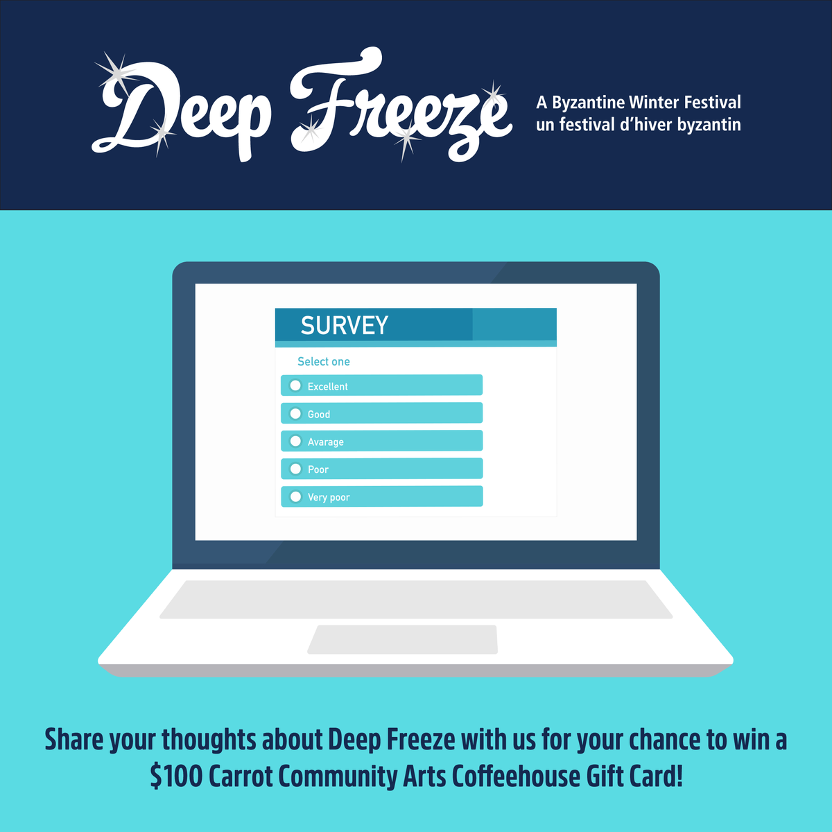 Loved your time at the Deep Freeze: A Byzantine Winter Festival? We're all ears for your feedback and ideas! 🎉 Share your thoughts with us by taking our survey: forms.gle/9TYRnFpMEoVa1p…

#DeepFreezeFest #yeg #festivalcity #yegevents #wintercity #artsontheave #albertaavenue