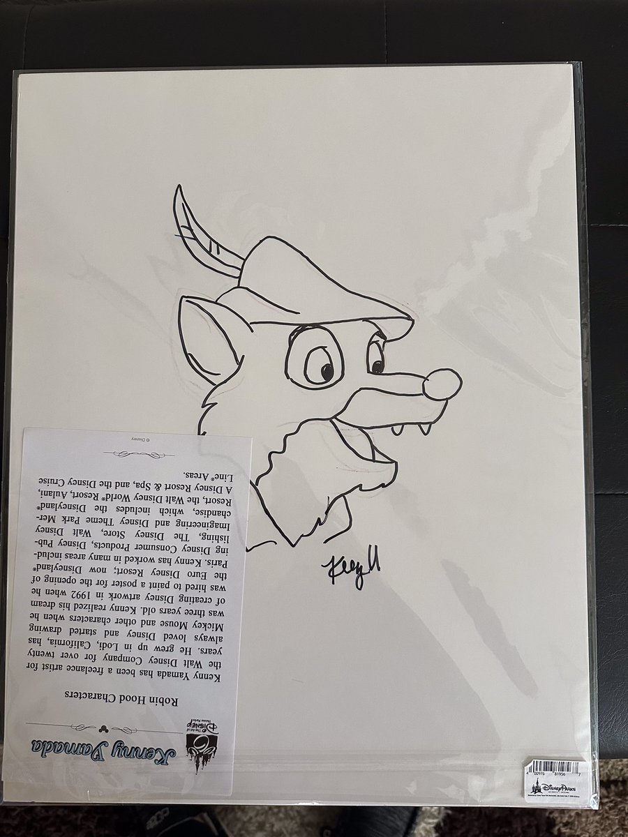Just arrived today!!! Got this at Festival of the Arts last week. Was awesome enough that the artist signed it but it got even better when he hand drew Robin Hood on the back for me!!!
