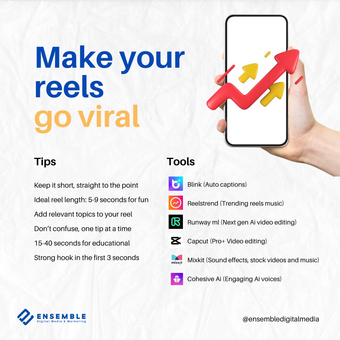 🚀 Dive into the Reels Revolution! 🎥

✨ Curious about crafting a viral reel?
Here is are some game-changing tips that'll set your content on fire! 🔥 

Save this post and let's turn those reels into a viral sensation! 

 #ReelMagic #ViralTips #SocialMediaSecrets  #edm