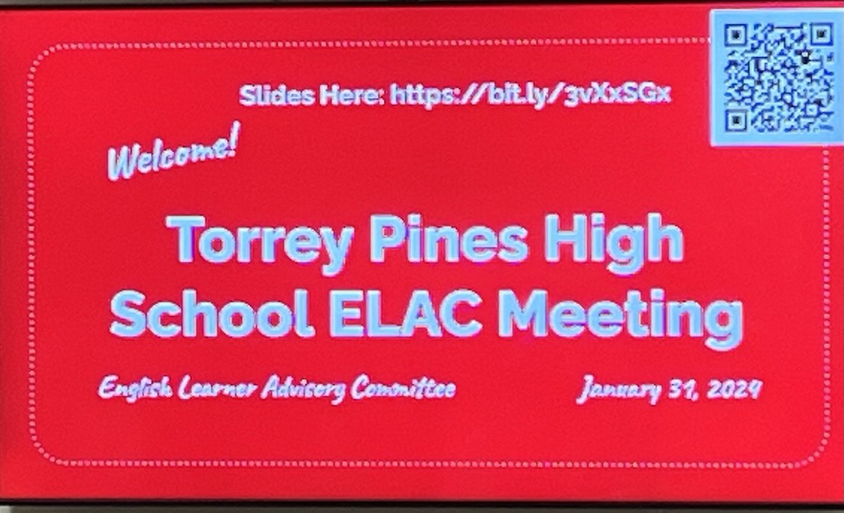 TorreyPinesHS's tweet photo. What a great group of multilingual families! Thank you for those who attended our ELAC meeting. https://t.co/D0huDpIdfU