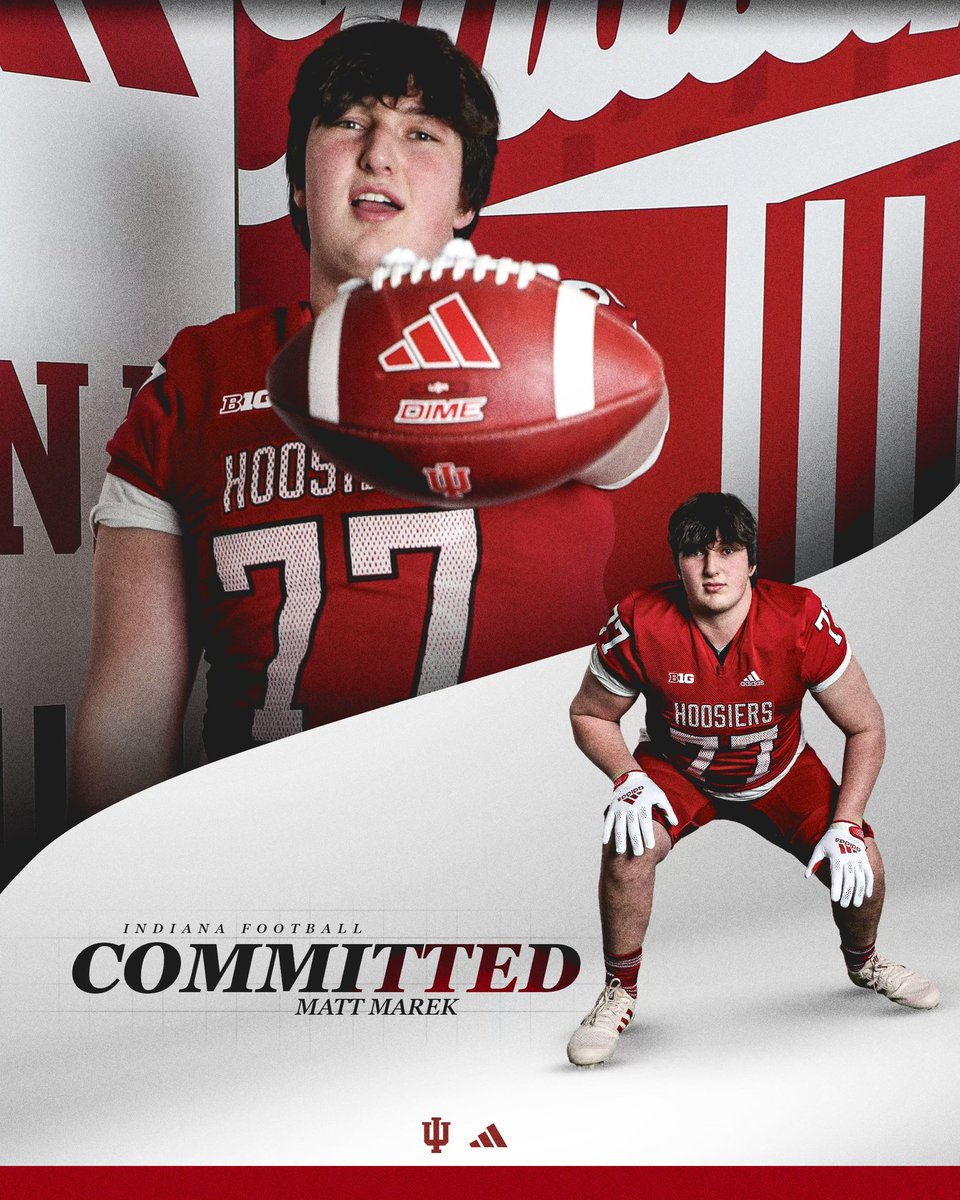MattMarek9's tweet photo. 100% COMMITTED ‼️‼️ After much thought and consideration, along with the guidance of my parents and coaches, I am proud announce my commitment to Indiana University‼️ 
Go Hoosiers‼️ @IndianaFootball @CCignettiIU @Coach_Bostad @CoachLeedsIU @Blake_Littman @Coach_AHiggins @kendel_bennett @MikeFerraraIU @CoachShanahan_ @coach_buddha @CoachEddie2 @CoachClark_65 @SandburgEagles @OLMafia @MB_Weaver @AllenTrieu @EDGYTIM @MohrRecruiting @Rivals
