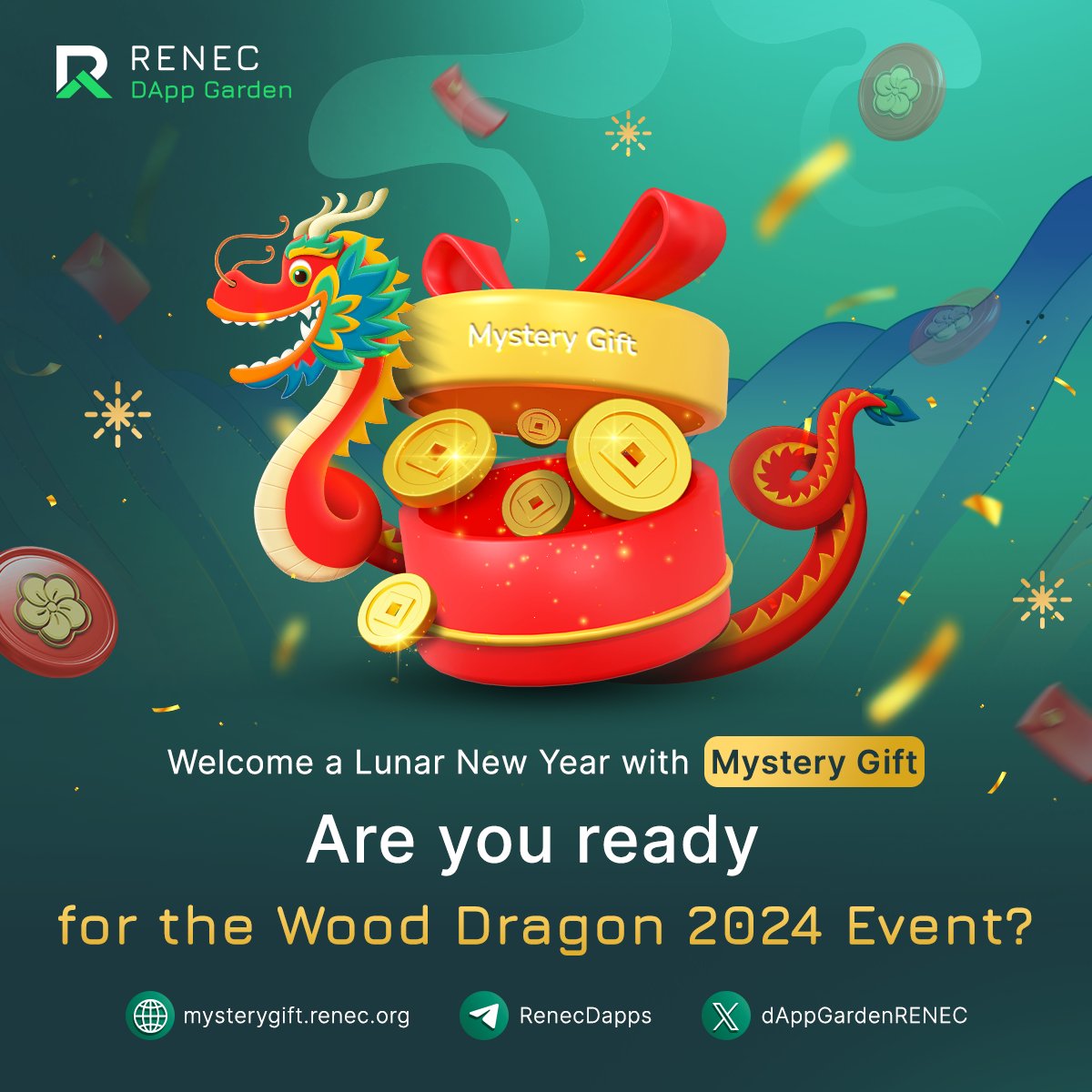dAppGardenRENEC's tweet photo. ๐งงโจ Get ready for a Lunar New Year filled with joy and prosperity with Mystery Gift!
๐ https://t.co/x4QTm23mKT
๐ Are you ready to join the event kicking off the Year of the Wood Dragon? โจ
#MysteryGiftLunarNewYear2024 #JoyAndProsperity #UpcomingEvent #dAppGarden #RENEC๐
