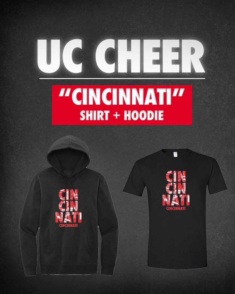𝙍𝙀𝙋 𝙏𝙃𝙀 𝙉𝘼𝙏𝙄🔴⚫️

As a fundraiser for the UC Cheerleading Team we are selling T-Shirts &amp; Hoodies representing the streets of the Clifton❗️Please share!

🔗 nam11.safelinks.protection.outlook.com/?url=https%3A%…

#bearcats #uofcincy #cincinnaticheer