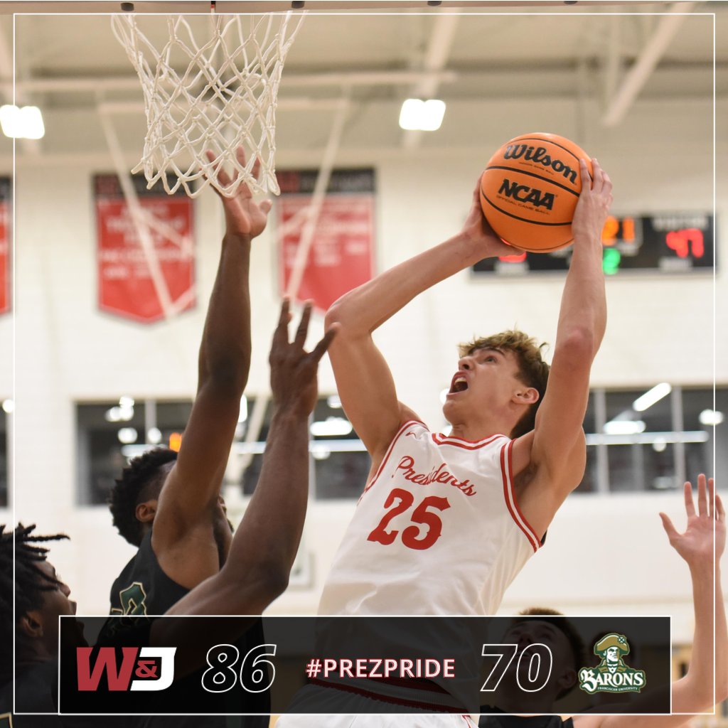 Men's Basketball: Nathan Plotner posted his first collegiate double-double to power the Presidents to a PAC road win! The freshman finished with 22 points and 11 rebounds in the victory for <a href="/wjhoops/">W&J Men's Basketball</a>!

#PrezPride #d3hoops