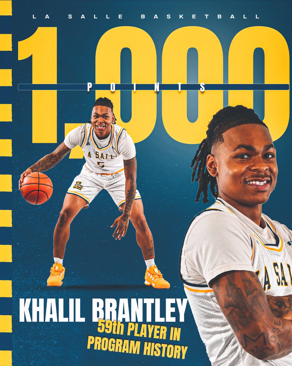 Congratulations to @KhalilBrantley on becoming the 59th player in La Salle men's basketball history to score 1,000 career points! #Authenticity | #GoExplorers🔭