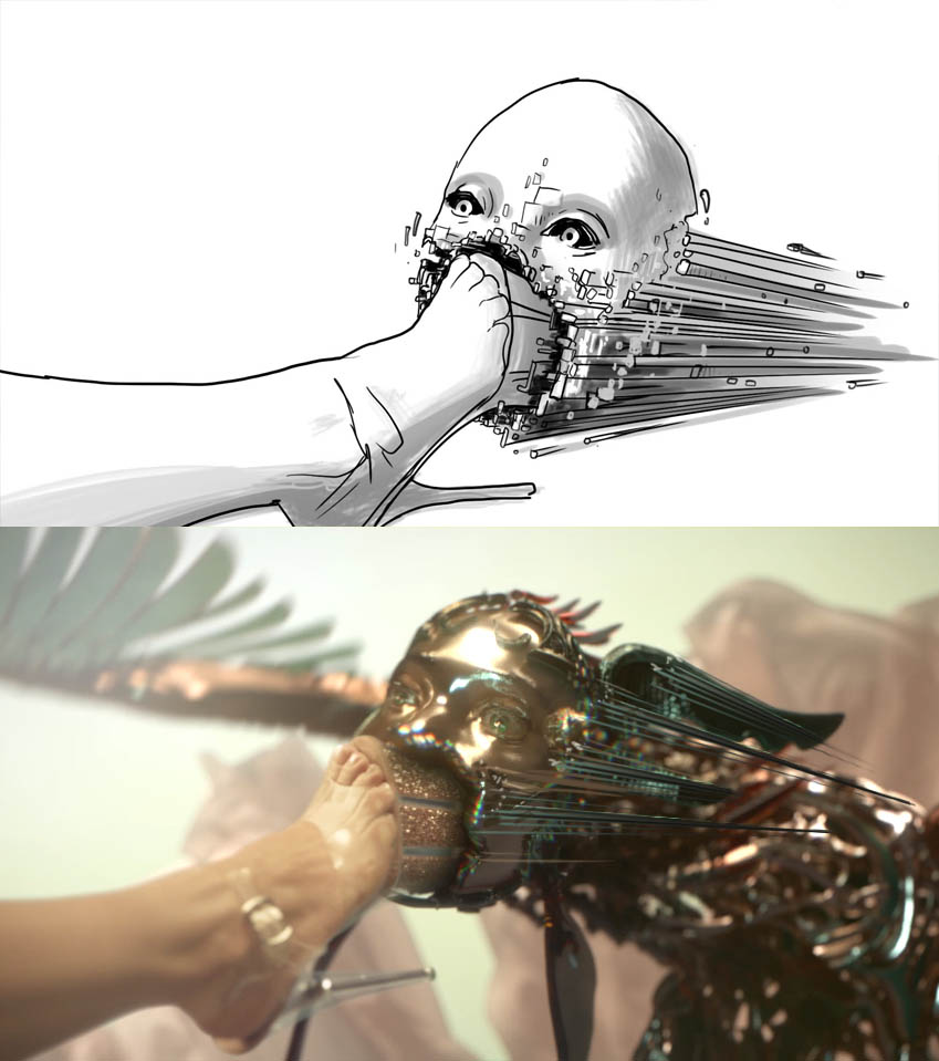 WIP previs renders and sketches for FKA twigs "Cellophane" #fkatwigs #andrewthomashuang