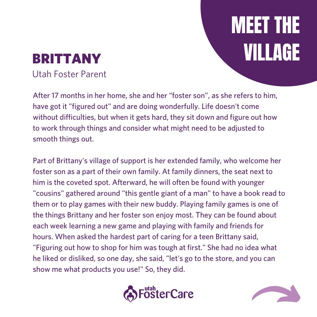 UtahFosterCare's tweet photo. We're excited to share with you our 'Meet the Village' series, where you will be introduced to many different people who are a part of this village often sharing their heart and working hard behind the scenes to serve Utah's youth in foster care. Meet Brittany, a Utah foster mom! https://t.co/TC9rlTPJnj
