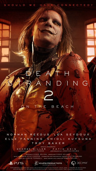 HIDEO_KOJIMA_EN's tweet photo. These are the new character posters for DEATH STRANDING 2 ON THE BEACH. 
I cannot reveal those character names just yet. 
🌈🦀🐟🐬🐋☔️🌱👻🌪️💀👶👍⛱️ https://t.co/qPoEhIFrcr
