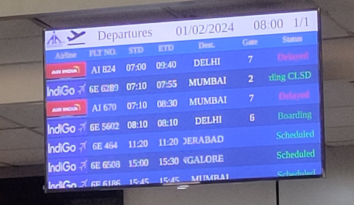 p007pramod's tweet photo. @airindia , how is @IndiGo6E able to depart on time for same destination, but your planes are delayed by special 'delhi fog'?

#flightdelay #airlines https://t.co/VORgQhUr4K