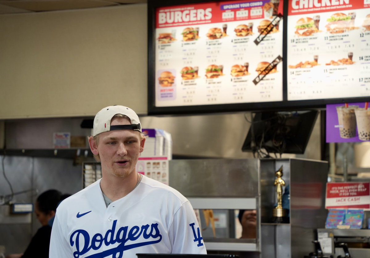 Some more photos of @Emmet_Sheehan @mgrove_2 and @gavinbstone at Jack in the Box. #DodgersLoveLA