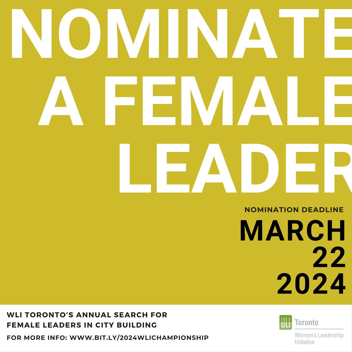 We're on the hunt for female trailblazers in city-building throughout the GTHA and want your nominations! Join the Women's Leadership Initiative (WLI) Toronto in recognizing the incredible women shaping our cities. Deadline to nominate is March 22: on.uli.org/Cxjz50Qwxqk