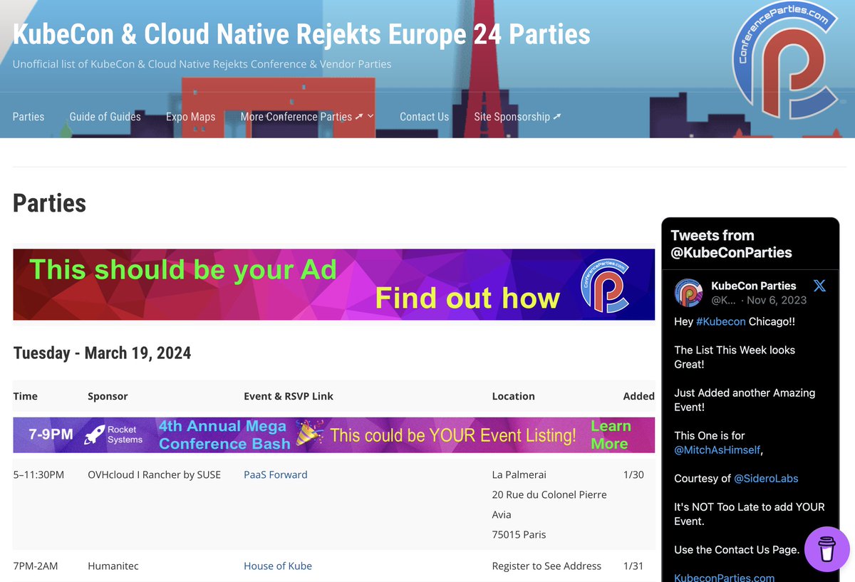 KubeCon Parties tweet media
