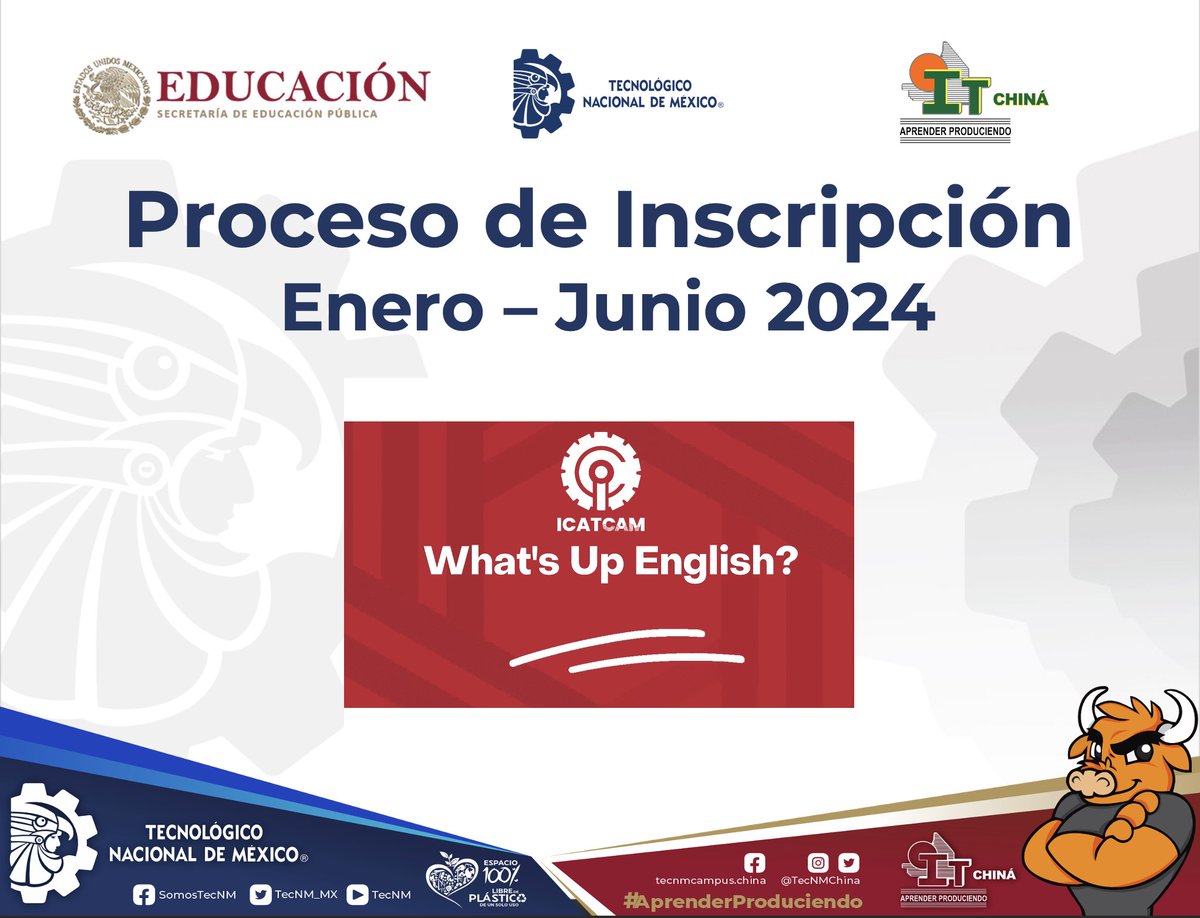 #TecNMCampusChináInforma
Convocatoria del programa de lengua extranjera (Inglés).

Convocatoria:
itchina.edu.mx/wp-content/upl…

Orden de pago:
itchina.edu.mx/wp-content/upl…

#TecNM
#SomosTecNM
#TodosSomosTecNM
#OrgulloTecNM
#AprenderProduciendo
#Educación
#Campeche