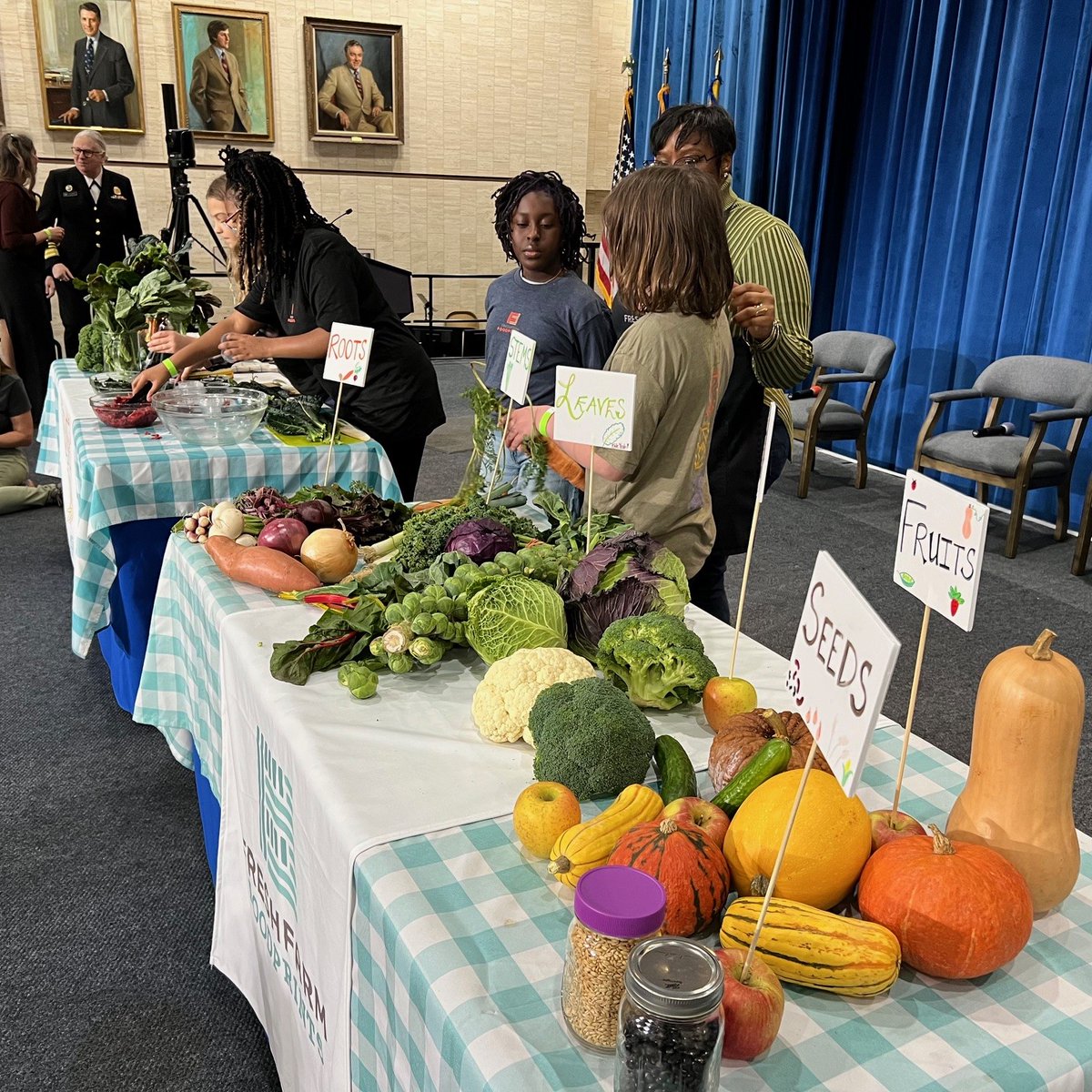 HHSGov's tweet photo. We had a full house join us today for our first ever Food is Medicine Summit, but you butter brie-lieve that it isn’t just for show!
 
We’re putting in the work across HHS to beet food insecurity and reduce nutrition-relates diseases. Lettuce show you what we’ve done so far 🧵🍎 https://t.co/7rH1S6HeCr